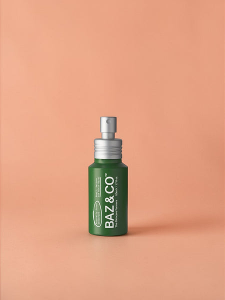 Baz & Co Skincare green spray bottle of Naturally Fresh Deodorant, 50ml, aluminium-free.